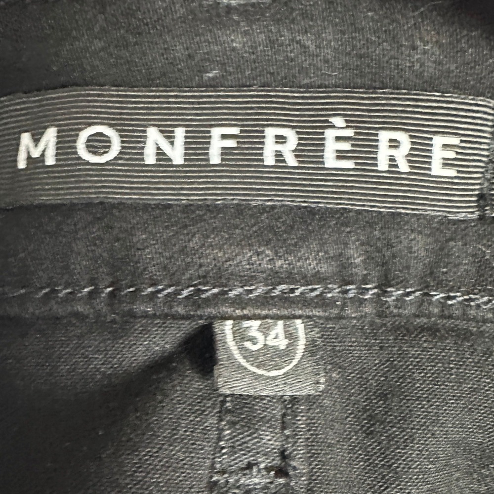 Monfrere Pants Mens 34 Preston Coated Noir Slim Cargo Black Japanese Denim USA - Picture 3 of 11